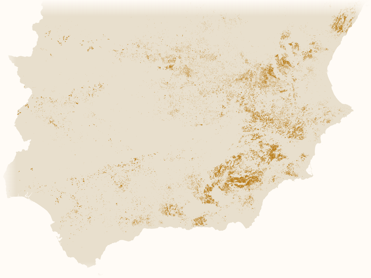 Almond fields across southern Spain, each mapped individually